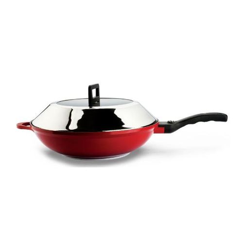 Panela wok em alumínio Hercules 4,8 litros 32cm vermelha