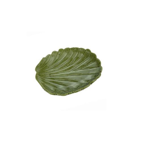 Prato decorativo em cerâmica Lyor Banana Leaf 19x16x3,5cm verde