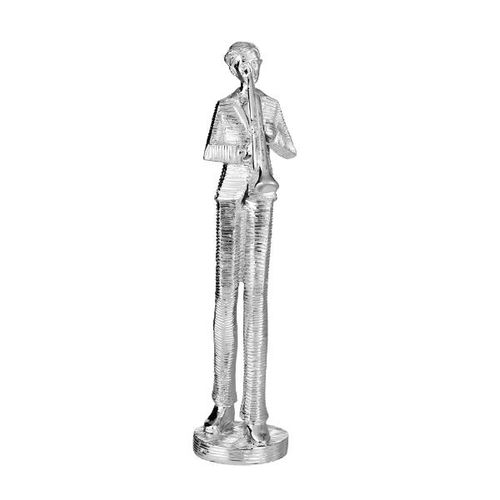 Figura decorativa resina Royal Decor Músico 9x7x23cm prateada