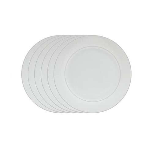 Jogo de pratos sobremesa em porcelana Wolff Marrocos 19cm 6 peças branco e prata