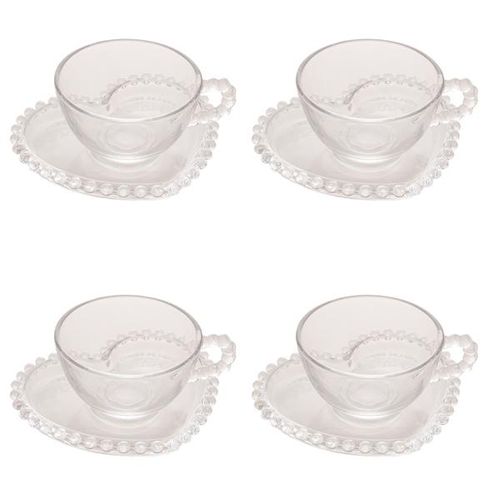 Jogo xícaras de chá em cristal Wolff Pearl 180ml 4 peças