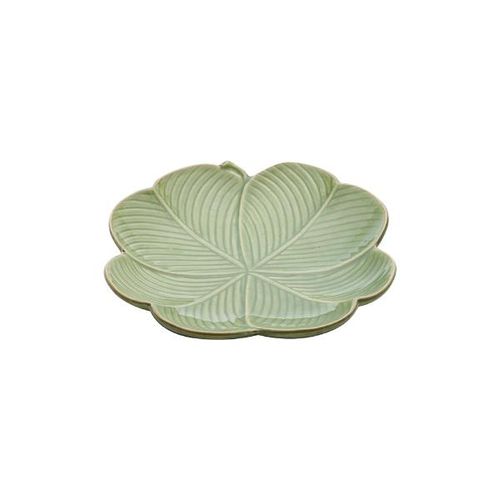 Prato decorativo em cerâmica Lyor Banana Leaf 27,5x26,5x5cm verde