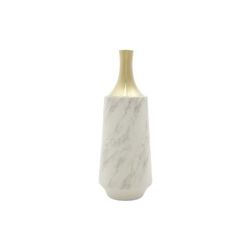 Vaso decorativo em porcelana Royal Decor Marble 13x33cm branco e dourado
