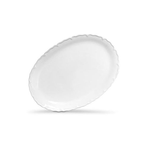 Travessa oval rasa em cerâmica Scalla Paris 58cm branco