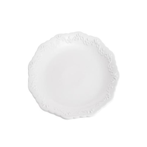 Jogo de pratos rasos em porcelana Woff Alto Relevo 27cm 6 peças branco