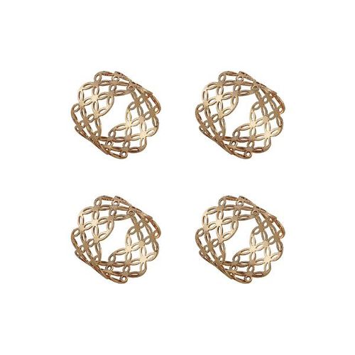 Jogo anéis de guardanapo em metal Royal Decor Flor 5x3cm 4 peças rosé gold