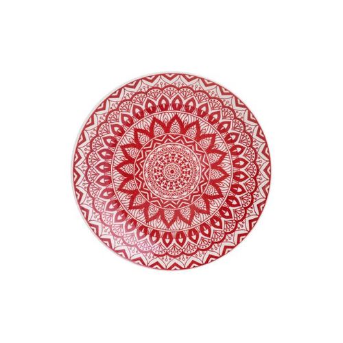 Prato raso em cerâmica Lyor Mandala 26cm vermelho