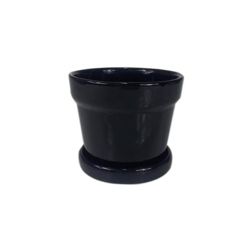 Cachepot em cerâmica com prato Monte Real 13x16cm preto