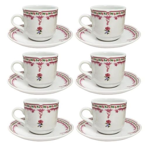 Jogo de xícaras café em porcelana Verbano Nina 6 peças rosa