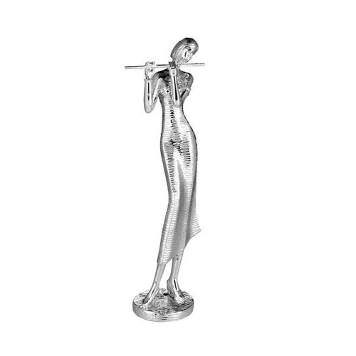 Figura decorativa resina Royal Decor Músico 8x6x24cm prateada
