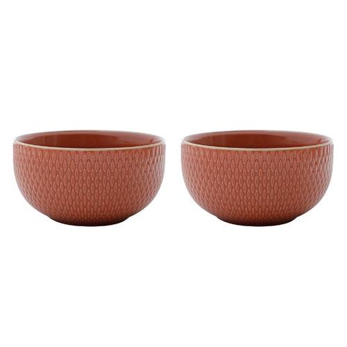 Jogo de bowls em porcelana Bon Gourmet Drops 2 peças 700ml laranja
