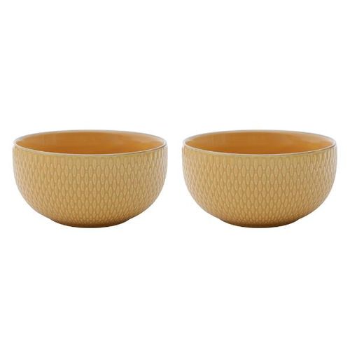 Jogo de bowls em porcelana Bon Gourmet Drops 2 peças 700ml amarelo