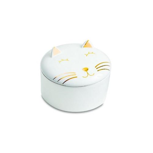 Caixa redonda em cerâmica Mart Gato 13cm branco