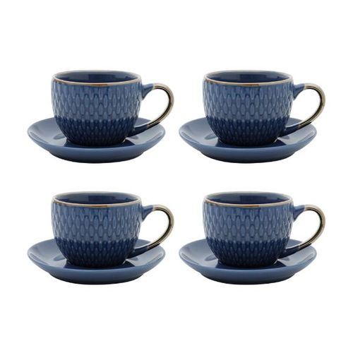 Jogo Xícaras Para Café Porcelana Bon Gourmet Drops 90ml 4 peças azul