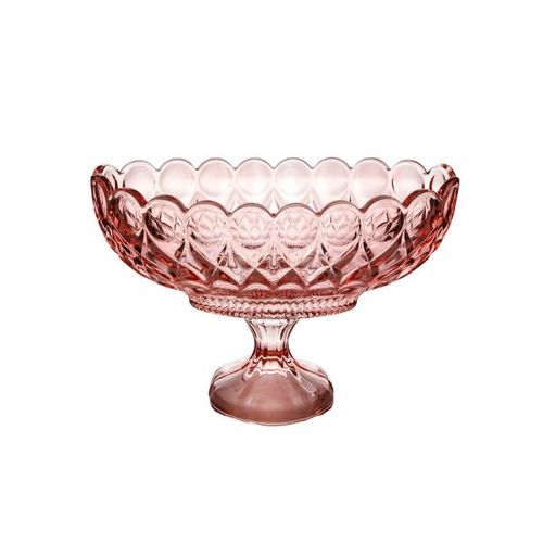 Centro de mesa decorativo com pé em cristal Wolff Angel 29x20cm rosa