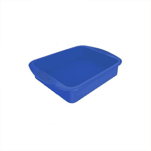 Forma bolo quadrada silicone com alça Uny Gift 20x5cm azul