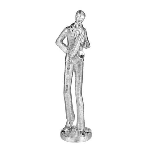 Figura decorativa resina Royal Decor Músico 8x8x24cm prateada