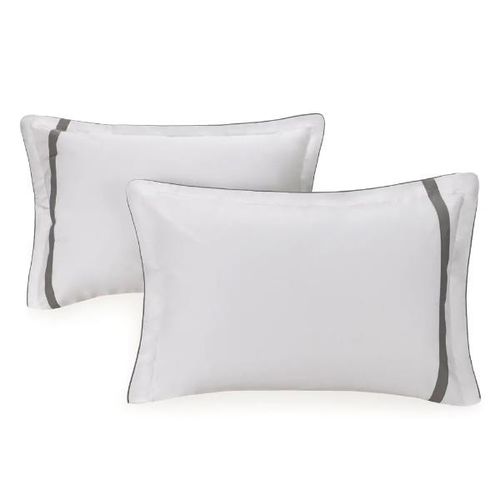 Jogo de fronhas 2 peças Trussardi Mazzini 200 fios50cmx70cm Branco/Ardósia Jogo de fronhas 2 peças Trussardi Mazzini 200 fios50cmx70cm Branco/Ardósia