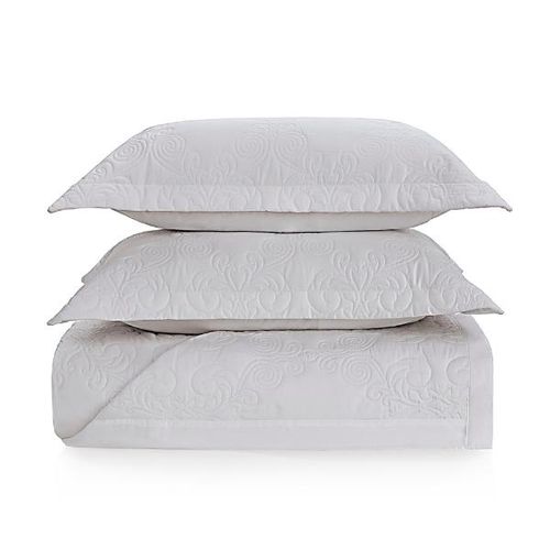 Colcha Trussardi Giancarlo 300 fios Queen 2,50mx2,50m Branco/Branco Colcha Trussardi Giancarlo 300 fios Queen 2,50mx2,50m Branco/Branco