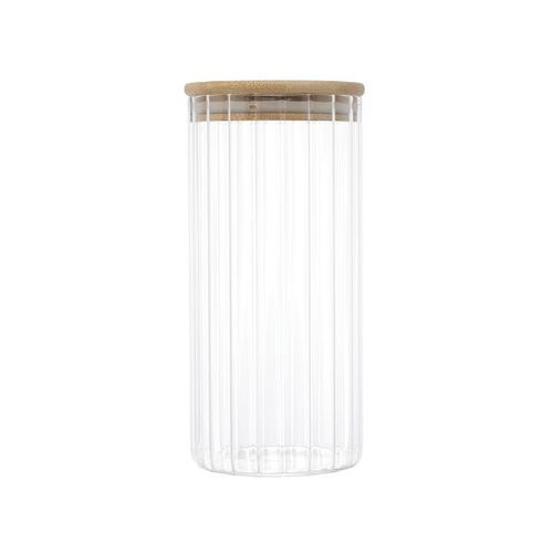 Pote mantimento em vidro com tampa bambu Wolff 1,1 litro