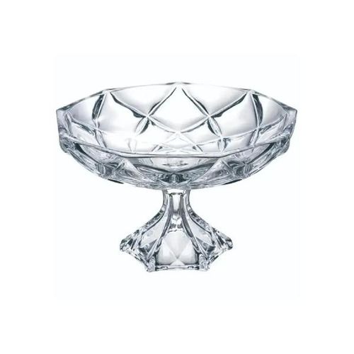 Centro de mesa oval com pé em vidro Adely Crystal Flamenco 31,5x18,5cm