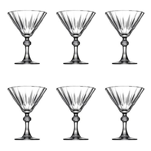 Jogo de taças lapidados em vidro para martini Pasabahçe Diamond 6 peças 238ml