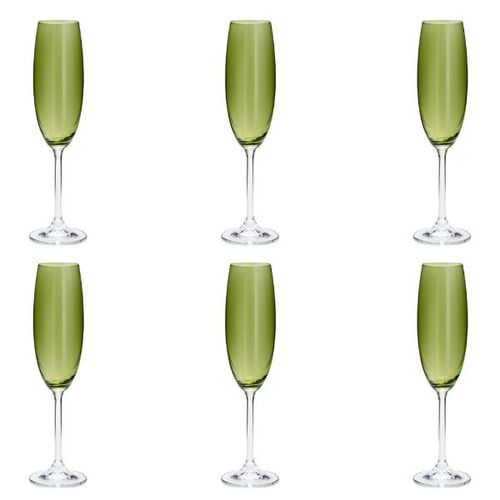 Jogo de taças para champanhe em cristal Bohemia 6 peças 220ml greenery