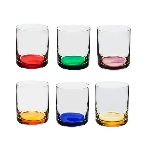 Jogo de copos baixos em cristal Bohemia Barware 320ml 6 peças coloridos