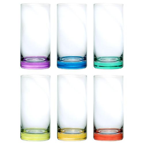 Jogo de copos altos em cristal Bohemia Barware 350ml 6 peças coloridos