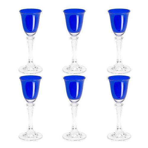 Jogo de taças licor em cristal Bohemia Kleopatra 6 peças 50ml azul