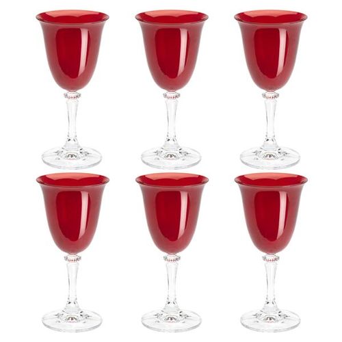 Jogo de taças vinho branco em cristal Bohemia Kleopatra 6 peças 250ml vermelho