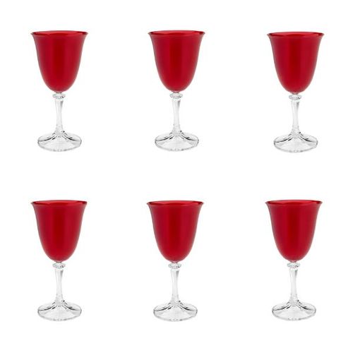 Jogo de taças vinho tinto em cristal Bohemia Kleopatra 6 peças 290ml vermelha