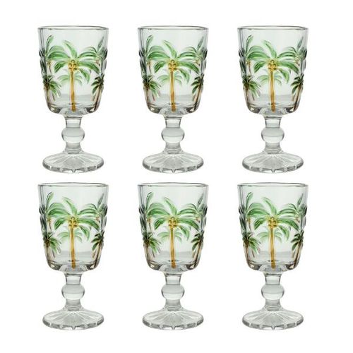 Jogo de taças em vidro Lyor Tropical Palm 310ml 6 peças