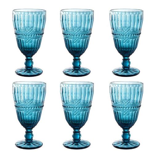 Jogo de taças em vidro L'Hermitage Fratello 330ml 6 peças azul