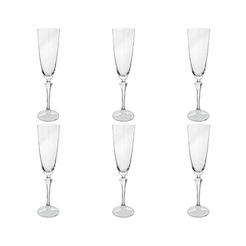 Jogo de taças para champanhe em cristal Bohemia Elizabeth 200ml 6 peças