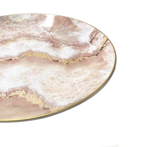 Jogo de pratos raso em cerâmica L'Hermitage Nero 6 peças rosa