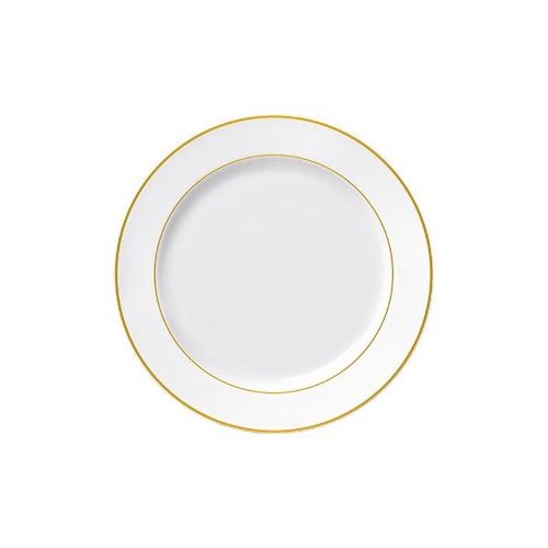 Prato raso em porcelana Germer Capri 25,5cm friso dourado