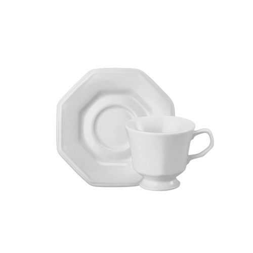 Xícara de chá com pires em porcelana Schmidt Prisma 200ml