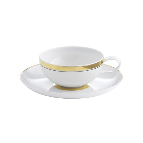 Xícara de chá com pires em porcelana Vista alegre Domo gold 251ml branco