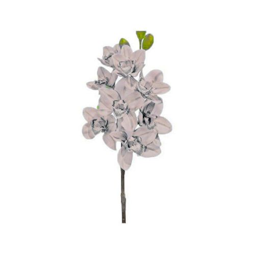 Haste orquídea cymbidium com 8 flores e 3 sementes em plástico Brilliance 80cm branco