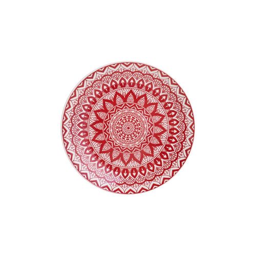 Prato sobremesa em cerâmica Lyor Mandala 19cm vermelho