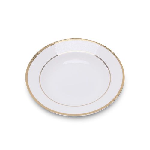 Jogo de pratos sobremesa em porcelana Wolff Gold 21cm branco 6 peças