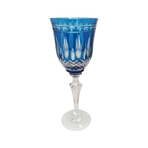 Taça vinho tinto em cristal Strauss Overlay 237.068 350ml azul claro