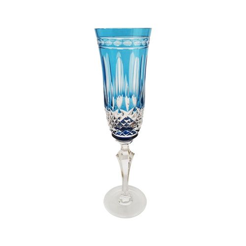 Taça champanhe em cristal Strauss Overlay 237.068 240ml azul claro