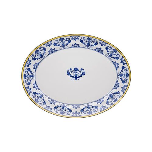 Travessa oval grande em porcelana Vista alegre Castelo branco 41,6cm branco/azul