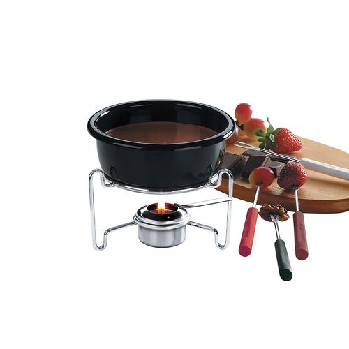 Jogo para fondue em inox Brinox 400ml 7 peças chocolate