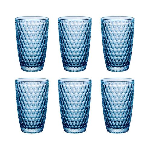 Jogo de copos em vidro L'Hermitage Amelie 355ml 6 peças azul