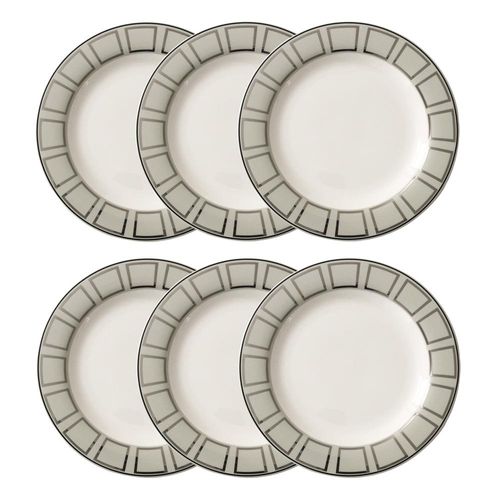 Jogo de pratos rasos em porcelana Strauss Rings 28cm 6 peças