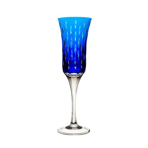 Taça de champagne em cristal Strauss Overlay 225.107.152 190ml azul escuro