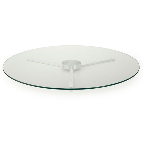 Centro de mesa giratório em vidro e alumínio Forma Collection 60cm incolor